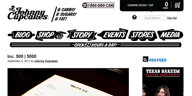 Johnny Cupcakes Blog Design