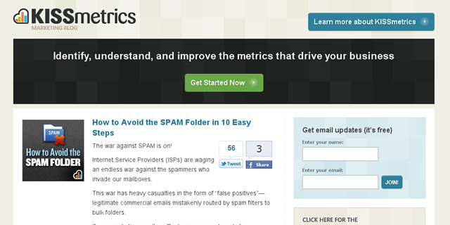 KISSmetrics Blog Design