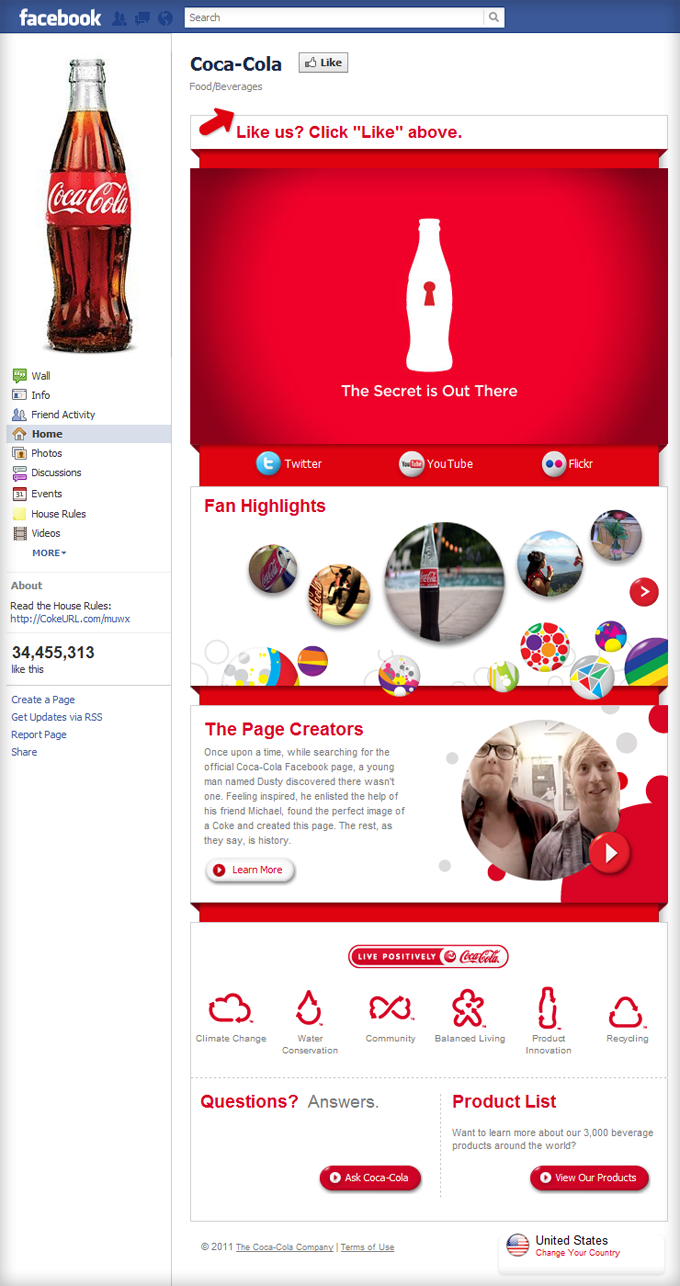 Coca Cola Facebook Page