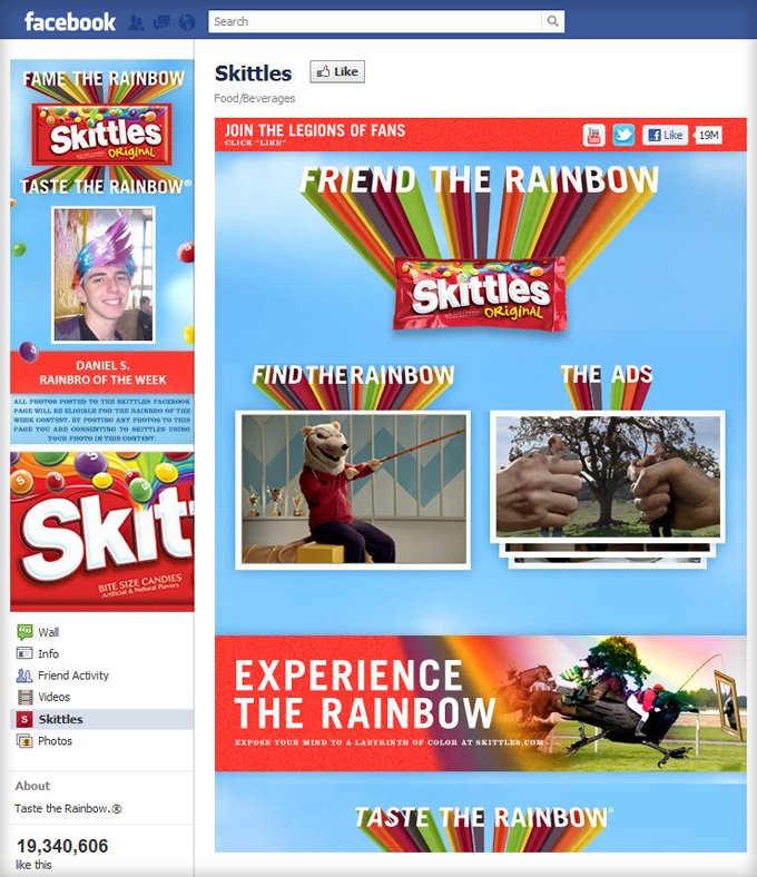 Skittles Facebook Page